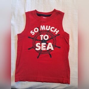 Gymboree boys size 4 red tank top shirt nautical line VGUC